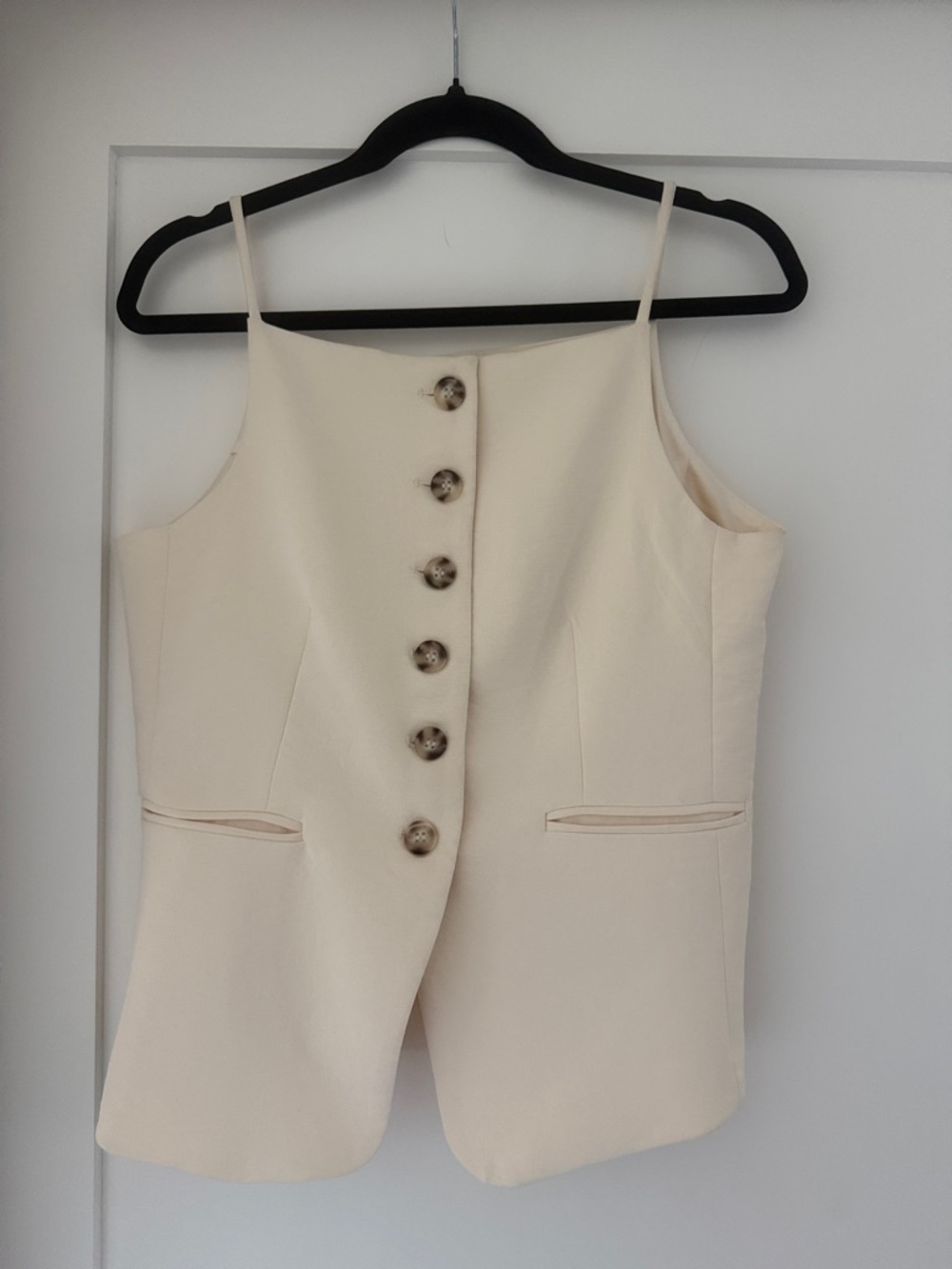Christian Lacroix Cream Button-Front Sleeveless Top